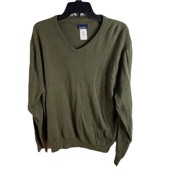 Basic Editions V-neck Green Sweater XL Men’s - Picture 1 of 4